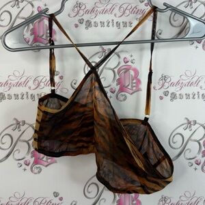 Crop top bandeau style mesh zebra Sheer Tiger Print Lingerie Top